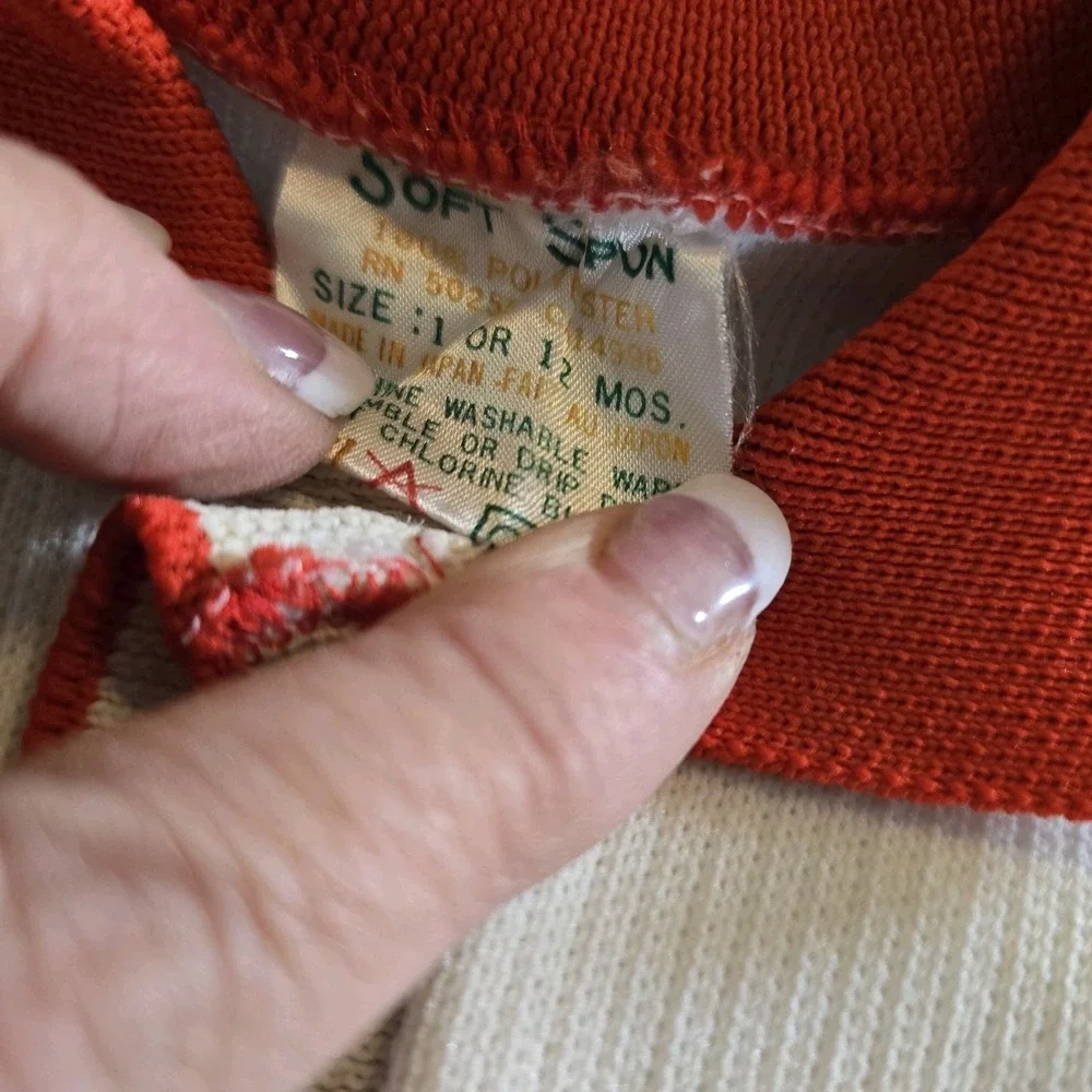 Vintage 60s Toddler Knit Outfit Size One / 12 Mo Sweater Shorts Blue Red‎ Stripe